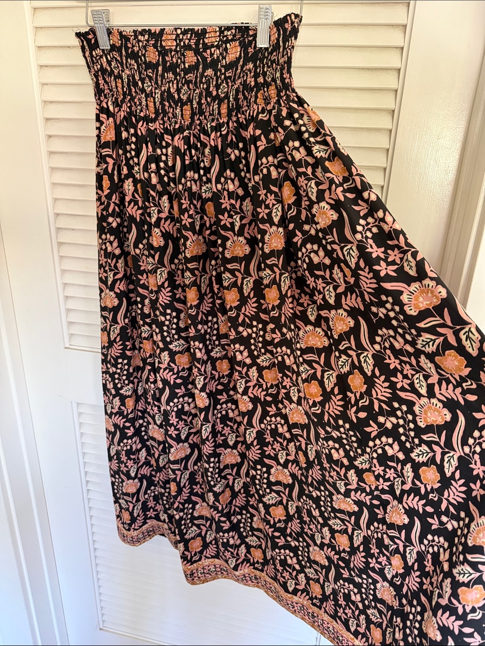 Natalie Martin Black Floral Smocked-Waist Skirt - Women's